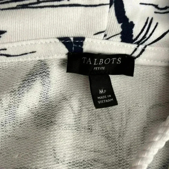 [MP] TALBOTS Beach  Palm Sailing Print Hoodie Sweatshirt PULLOVER Top - Picture 2 of 6
